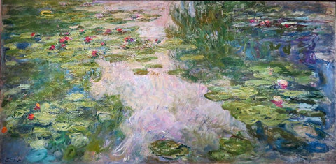 Waterlillies White Modern Wood Framed Art Print with Double Matting by Monet, Claude