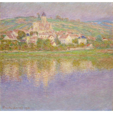 Vétheuil White Modern Wood Framed Art Print by Monet, Claude