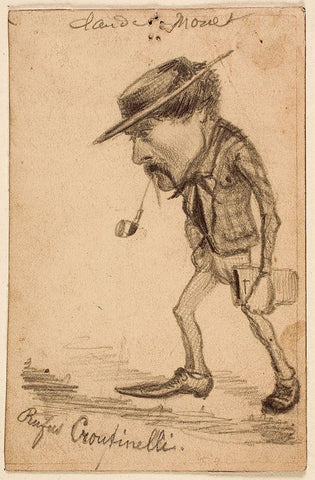 Caricature of Henri Cassinelli (“Rufus Croutinelliâ€) White Modern Wood Framed Art Print with Double Matting by Monet, Claude
