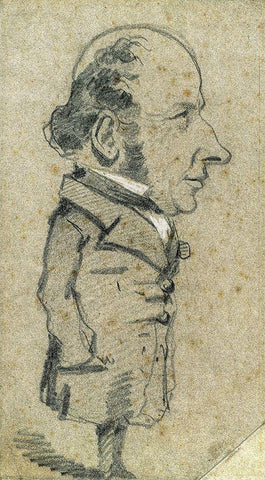 Caricature of Eugène Marcel White Modern Wood Framed Art Print with Double Matting by Monet, Claude