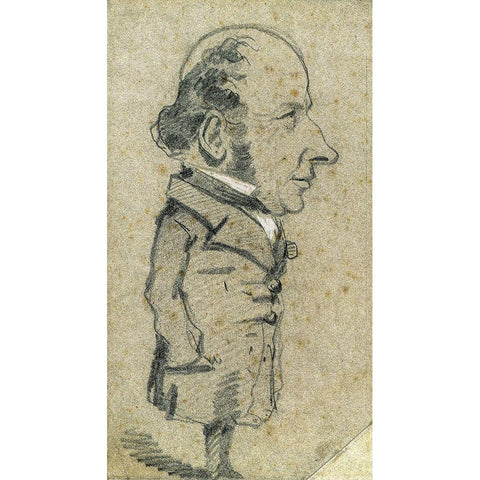 Caricature of Eugène Marcel White Modern Wood Framed Art Print by Monet, Claude