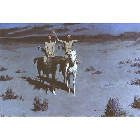 Pretty Mother of the Night—White Otter is No Longer a Boy Black Modern Wood Framed Art Print with Double Matting by Remington, Frederic