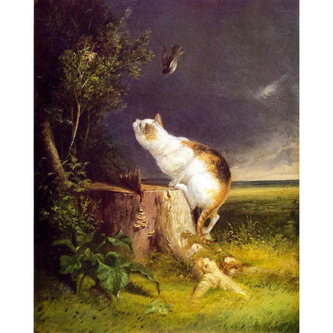 The Birdwatcher Black Modern Wood Framed Art Print with Double Matting by Beard, William Holbrook