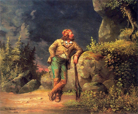 The Trapper White Modern Wood Framed Art Print with Double Matting by Beard, William Holbrook