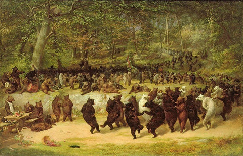 The Bear Dance Black Ornate Wood Framed Art Print with Double Matting by Beard, William Holbrook