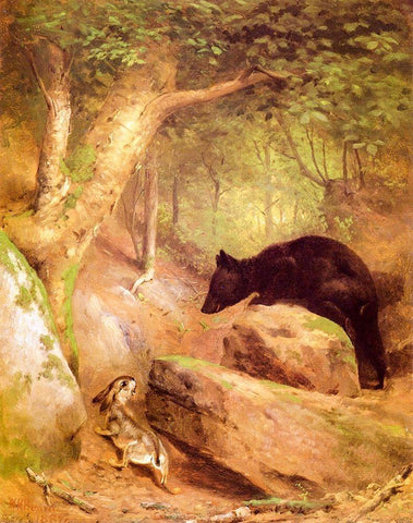 The Disputed Way Black Ornate Wood Framed Art Print with Double Matting by Beard, William Holbrook