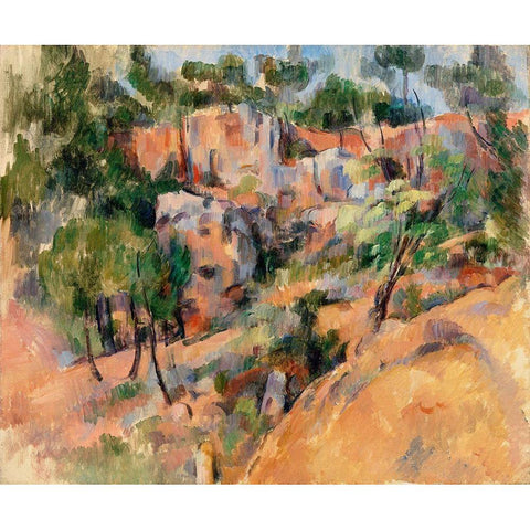 Bibémus Quarry Black Modern Wood Framed Art Print by Cezanne, Paul