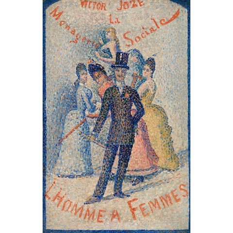 The Ladies Man  White Modern Wood Framed Art Print by Seurat, Georges