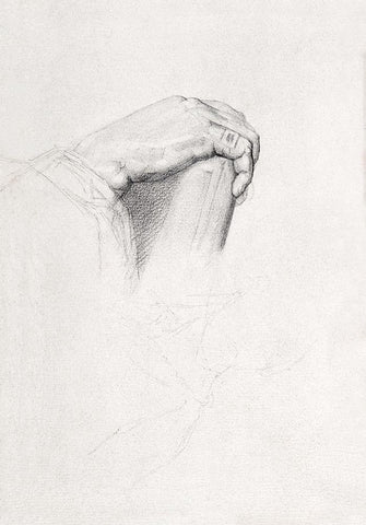 The Hand of Poussin, After Ingres  White Modern Wood Framed Art Print with Double Matting by Seurat, Georges