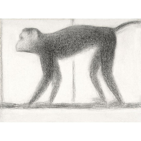 Monkey Gold Ornate Wood Framed Art Print with Double Matting by Seurat, Georges