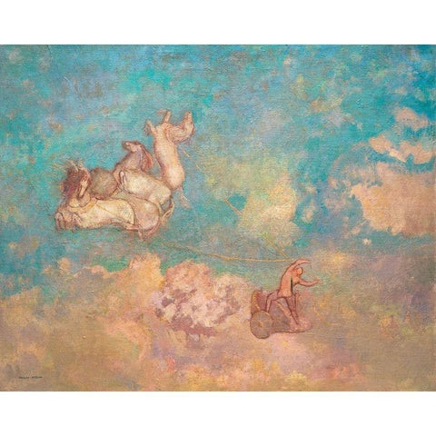 The Chariot of Apollo Black Modern Wood Framed Art Print with Double Matting by Redon, Odilon