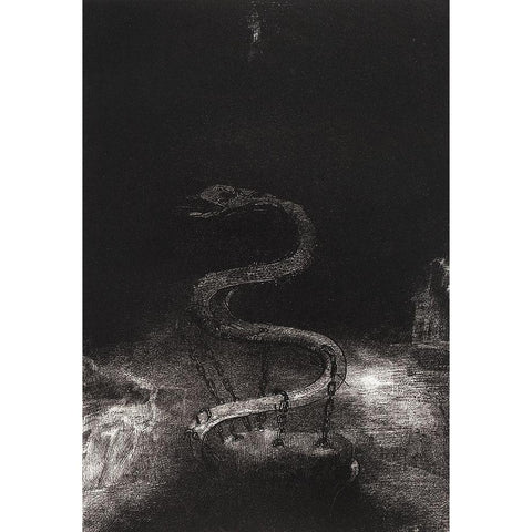 And Bound Him a Thousand Years White Modern Wood Framed Art Print by Redon, Odilon