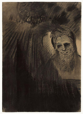 Apparition White Modern Wood Framed Art Print with Double Matting by Redon, Odilon