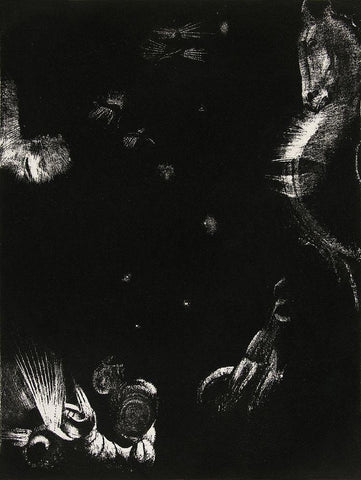 The Different Peoples Who Inhabit the Land and the Sea Black Ornate Wood Framed Art Print with Double Matting by Redon, Odilon