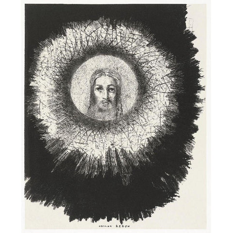 And the Face of Christ Shone in the Disk of the Sun Black Modern Wood Framed Art Print by Redon, Odilon
