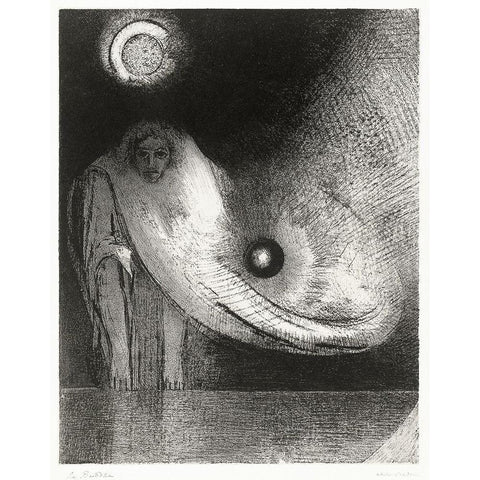 The Buddha White Modern Wood Framed Art Print by Redon, Odilon