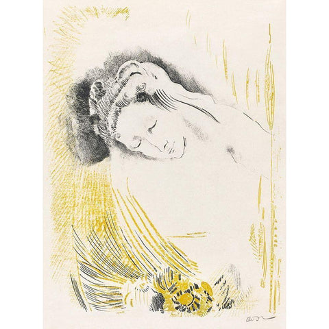 The Shulamite Black Modern Wood Framed Art Print with Double Matting by Redon, Odilon