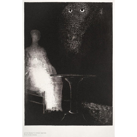 Below, I Saw the Vaporous Contours of a Human Form Black Modern Wood Framed Art Print by Redon, Odilon