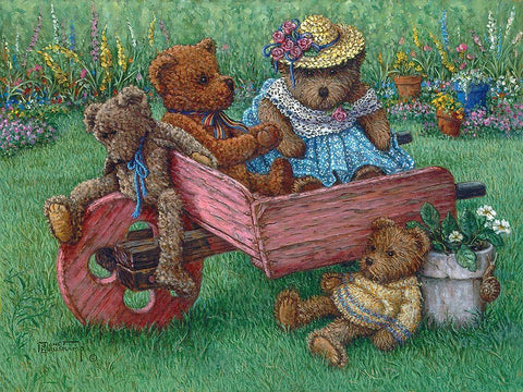 Amys Bears Black Ornate Wood Framed Art Print with Double Matting by Kruskamp, Janet