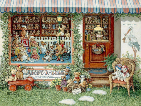 Adopt-A-Bear White Modern Wood Framed Art Print with Double Matting by Kruskamp, Janet