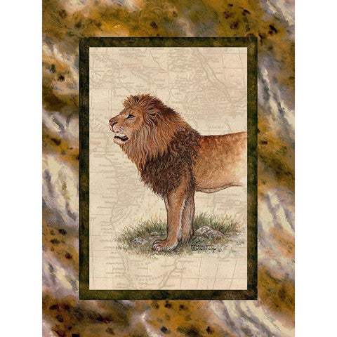 Lion Gold Ornate Wood Framed Art Print with Double Matting by Kruskamp, Janet