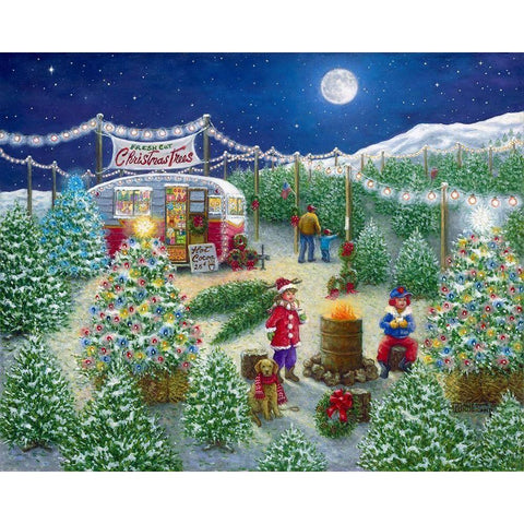 A LOT of Christmas Trees Black Modern Wood Framed Art Print by Kruskamp, Janet