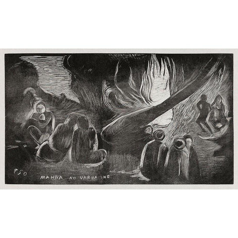 The Devil Speaks (Mahna no varua ino), from the Noa Noa Suite Gold Ornate Wood Framed Art Print with Double Matting by Gauguin, Paul