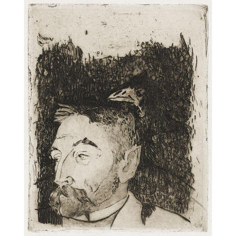 Portrait of Stephane Mallarme Black Modern Wood Framed Art Print with Double Matting by Gauguin, Paul