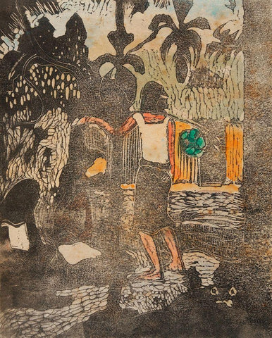 Fragrant (Noa noa) Black Ornate Wood Framed Art Print with Double Matting by Gauguin, Paul