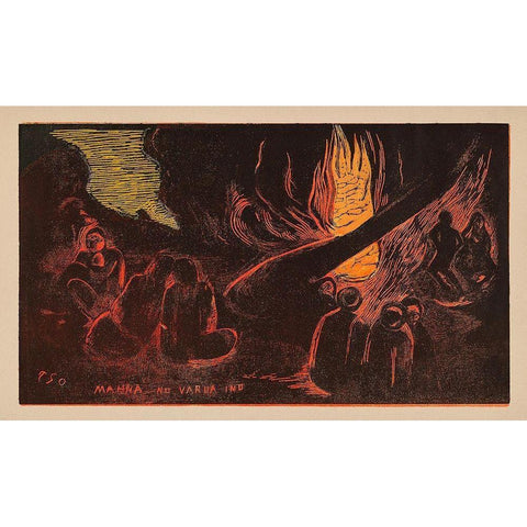 The Devil Speaks (Mahna no varua ino), from the Noa Noa Suite Gold Ornate Wood Framed Art Print with Double Matting by Gauguin, Paul