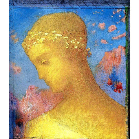 Beatrice Gold White Modern Wood Framed Art Print by Redon, Odilon