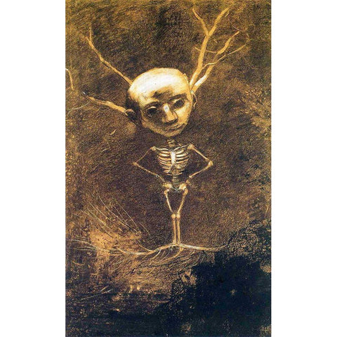 Spirit of the Forest Gold Ornate Wood Framed Art Print with Double Matting by Redon, Odilon