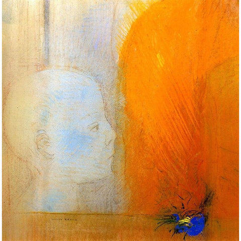 The Child Gold Ornate Wood Framed Art Print with Double Matting by Redon, Odilon