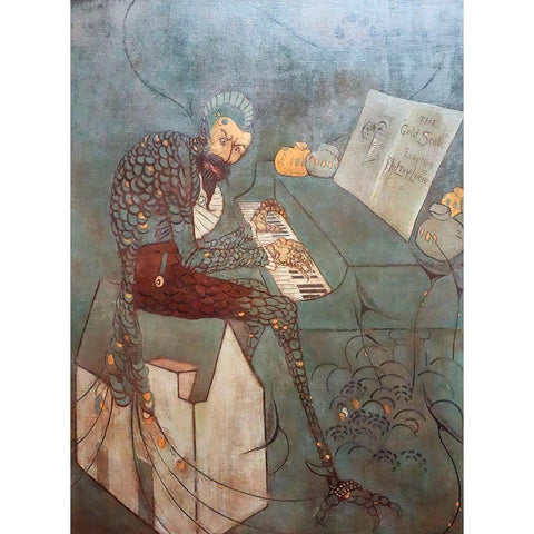 The Gold Scab, Eruption in Frilthy Lucre, The Creditor White Modern Wood Framed Art Print by Whistler, James McNeill
