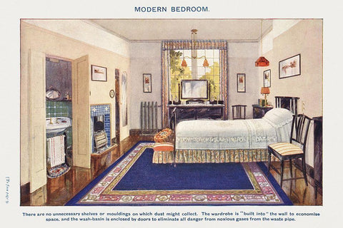 Modern bedroom White Modern Wood Framed Art Print with Double Matting by Mrs. Beeton''s Book of Household Management