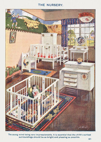 The Nursery White Modern Wood Framed Art Print with Double Matting by Mrs. Beeton''s Book of Household Management