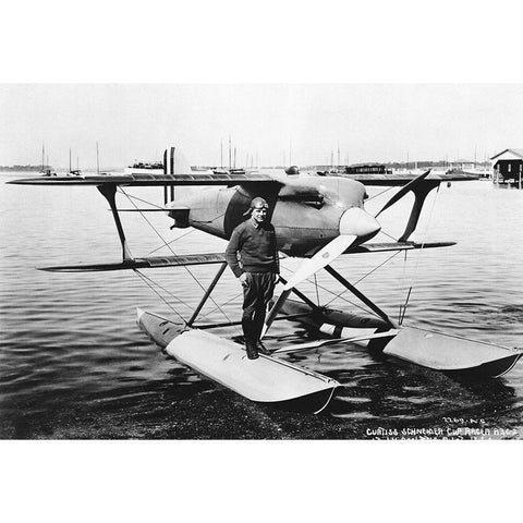 Curtiss Racer White Modern Wood Framed Art Print by NASA