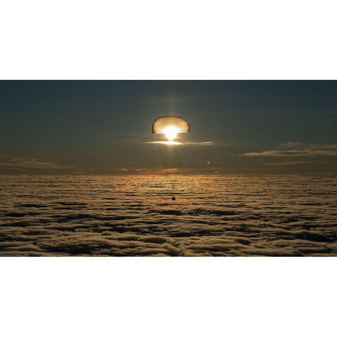 Expedition 54 Soyuz MS-06 Landing Black Modern Wood Framed Art Print with Double Matting by NASA