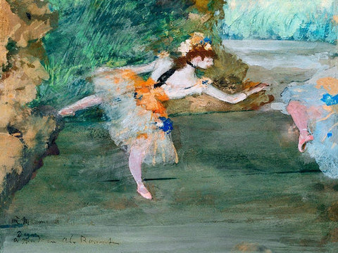 Dancer Onstage  White Modern Wood Framed Art Print with Double Matting by Degas, Edgar