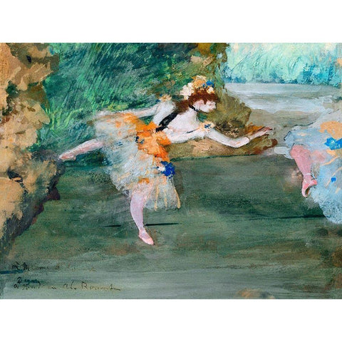 Dancer Onstage Gold Ornate Wood Framed Art Print with Double Matting by Degas, Edgar