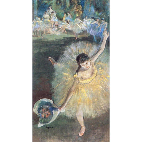 Fin dArabesque, with ballerina Rosita Mauri White Modern Wood Framed Art Print by Degas, Edgar