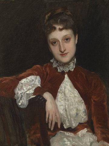 Mrs. Charles Deering (Marion Denison Whipple) White Modern Wood Framed Art Print with Double Matting by Sargent, John Singer