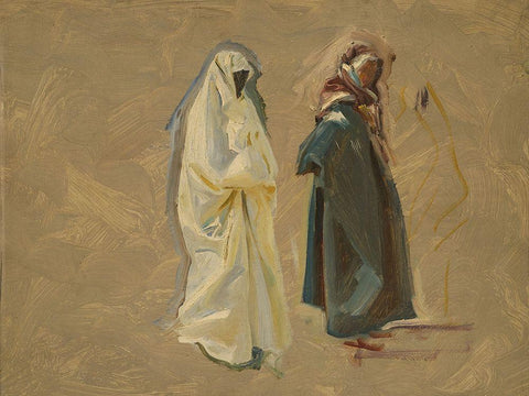Study of Two Bedouins White Modern Wood Framed Art Print with Double Matting by Sargent, John Singer