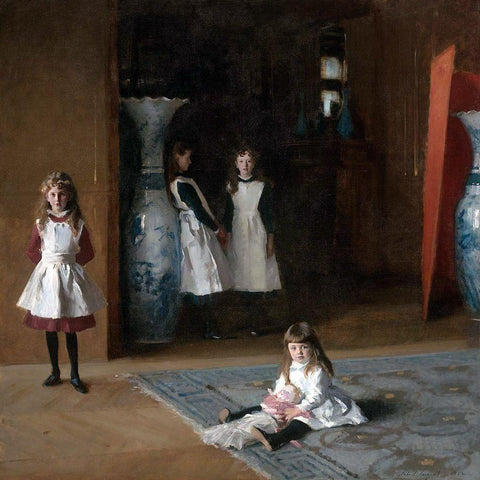 The Daughters of Edward Darley Boit White Modern Wood Framed Art Print with Double Matting by Sargent, John Singer