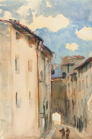 Camprodon, Spain White Modern Wood Framed Art Print with Double Matting by Sargent, John Singer