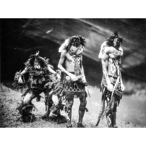 Navajo Yebichai (Yei Bi Chei) dancers White Modern Wood Framed Art Print by Curtis, Edward