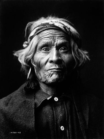 Wyemah, Taos Indian, ca. 1905 White Modern Wood Framed Art Print with Double Matting by Curtis, Edward