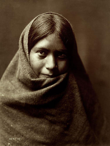 Pakit, Maricopa, 1907 White Modern Wood Framed Art Print with Double Matting by Curtis, Edward