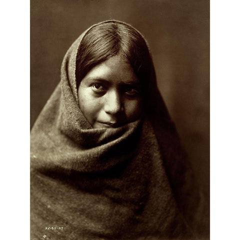 Pakit, Maricopa, 1907 White Modern Wood Framed Art Print by Curtis, Edward