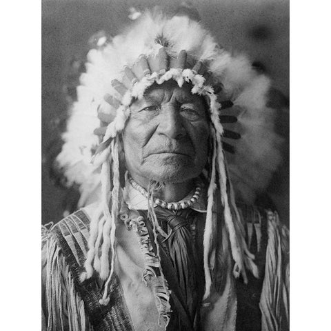 Sitting Bear, Arikara Gold Ornate Wood Framed Art Print with Double Matting by Curtis, Edward
